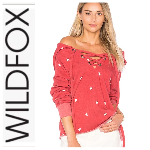 WILDFOX FOOTBALL STAR HUTTON HOODIE IN RED SIZE MEDIUM - Picture 2 of 15